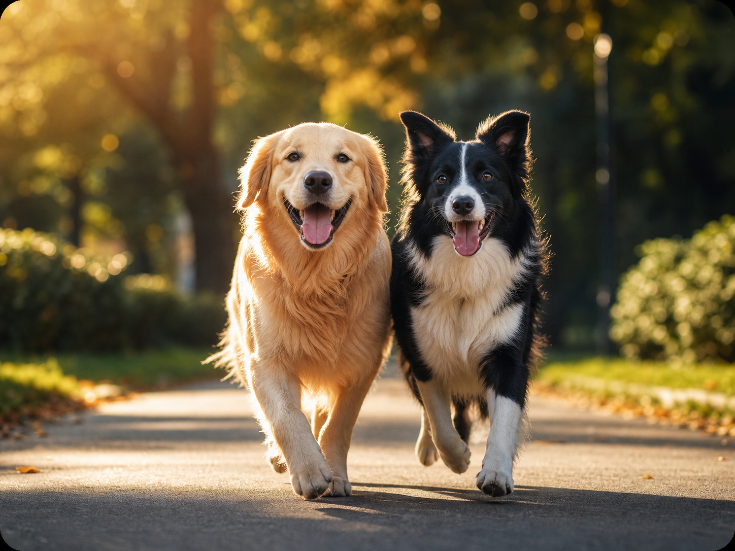 Happy dogs enjoying premium pet care